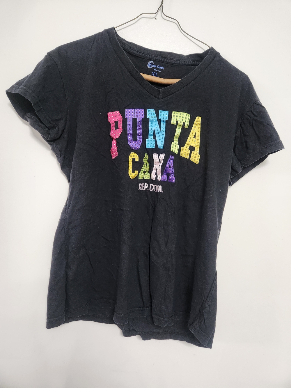 Ocean Dreams Black Tee with Multicolor Punta Cana Letters
